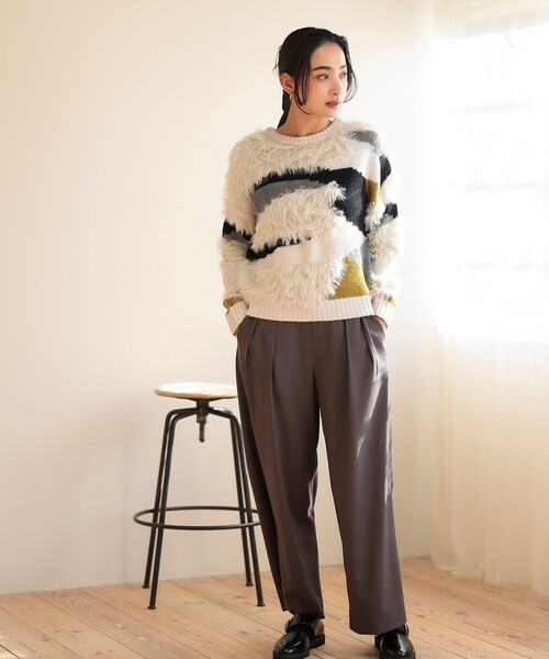 BEAMS HEART（ビームスハート）の「カモフラージュ柄 ニット（ニット/セーター・レディース・グレー/アイボリー/ベージュ・FREE）」の13枚目の写真