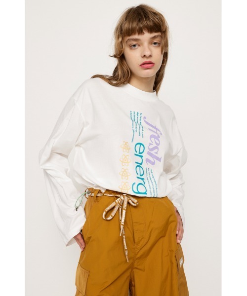 SLY(スライ)の「FRESH ENERGY T/SH フレッシュエナジー Tシャツ(Tシャツ/カットソー・レディース・ホワイト/ブラック/オレンジ・FREE)」の2枚目の写真