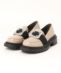 【Lena】 ビジューバックル厚底ローファー