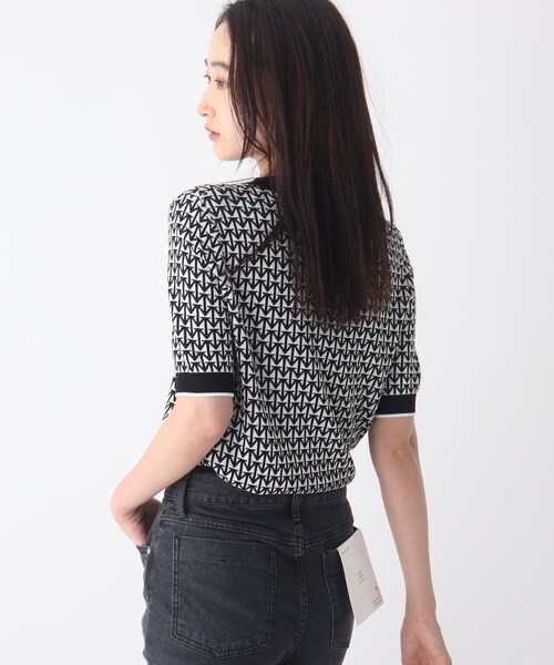 OPAQUE.CLIP(オペークドットクリップ)の「◆ジャカードハーフスリーブニット【WEB限定サイズ】(ニット/セーター・レディース・ブラック系/ネイビー系/ブラウン系その他2・40/42/38)」の4枚目の写真