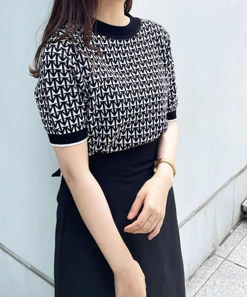 OPAQUE.CLIP(オペークドットクリップ)の「◆ジャカードハーフスリーブニット【WEB限定サイズ】(ニット/セーター・レディース・ブラック系/ネイビー系/ブラウン系その他2・40/42/38)」の9枚目の写真