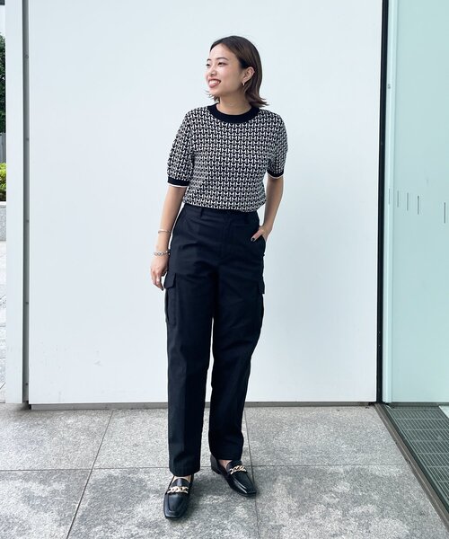 OPAQUE.CLIP(オペークドットクリップ)の「◆ジャカードハーフスリーブニット【WEB限定サイズ】(ニット/セーター・レディース・ブラック系/ネイビー系/ブラウン系その他2・40/42/38)」の10枚目の写真