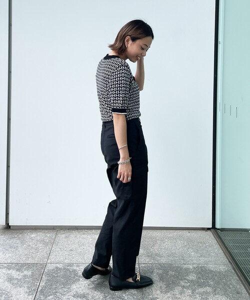 OPAQUE.CLIP(オペークドットクリップ)の「◆ジャカードハーフスリーブニット【WEB限定サイズ】(ニット/セーター・レディース・ブラック系/ネイビー系/ブラウン系その他2・40/42/38)」の11枚目の写真