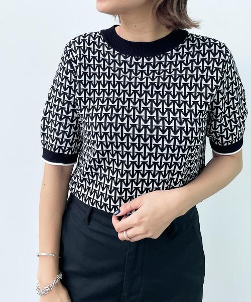 OPAQUE.CLIP(オペークドットクリップ)の「◆ジャカードハーフスリーブニット【WEB限定サイズ】(ニット/セーター・レディース・ブラック系/ネイビー系/ブラウン系その他2・40/42/38)」の12枚目の写真