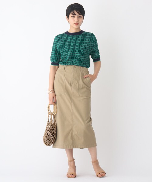 OPAQUE.CLIP(オペークドットクリップ)の「◆ジャカードハーフスリーブニット【WEB限定サイズ】(ニット/セーター・レディース・ブラック系/ネイビー系/ブラウン系その他2・40/42/38)」の14枚目の写真