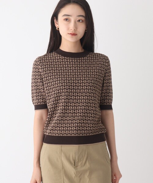 OPAQUE.CLIP(オペークドットクリップ)の「◆ジャカードハーフスリーブニット【WEB限定サイズ】(ニット/セーター・レディース・ブラック系/ネイビー系/ブラウン系その他2・40/42/38)」の22枚目の写真