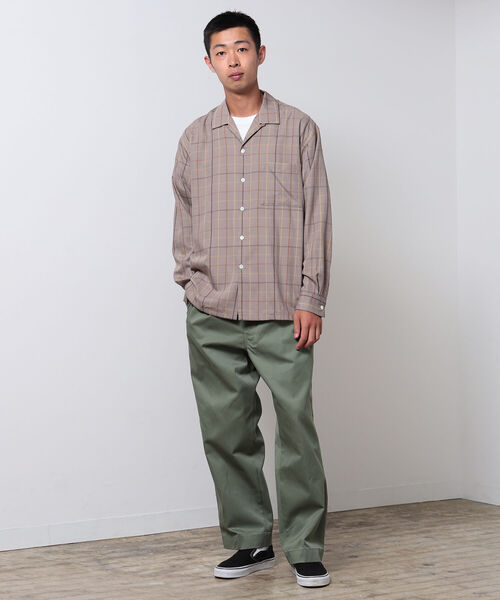 BEAMS(ビームス)の「BEAMS / レーヨンツイルチェック オープンカラーシャツ(シャツ/ブラウス・メンズ・ベージュ/ネイビー・M/L/XL/S)」の3枚目の写真