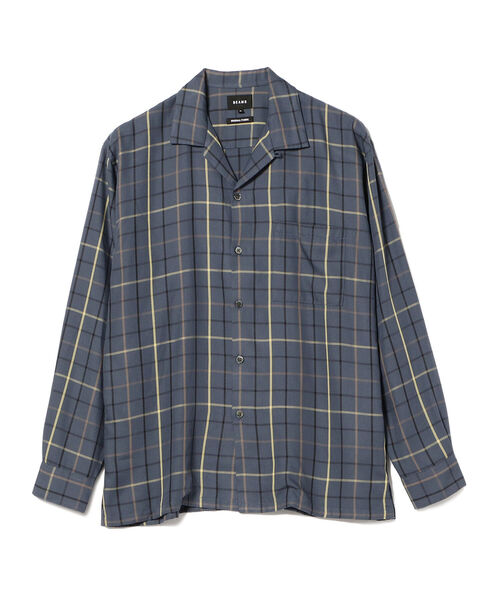 BEAMS(ビームス)の「BEAMS / レーヨンツイルチェック オープンカラーシャツ(シャツ/ブラウス・メンズ・ベージュ/ネイビー・M/L/XL/S)」の16枚目の写真