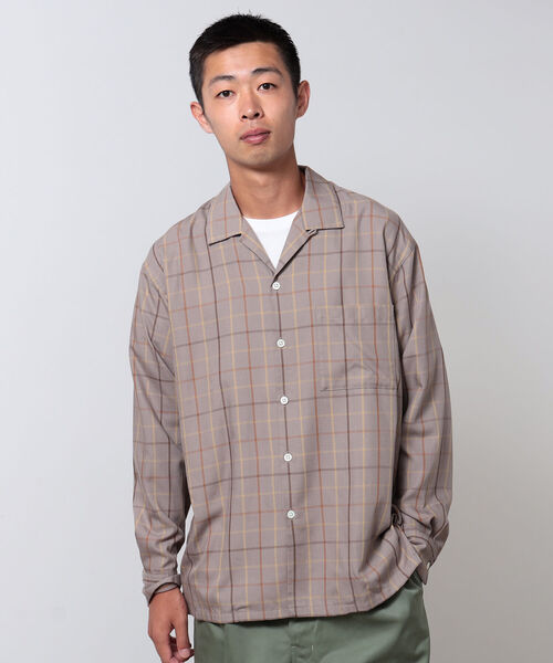 BEAMS(ビームス)の「BEAMS / レーヨンツイルチェック オープンカラーシャツ(シャツ/ブラウス・メンズ・ベージュ/ネイビー・M/L/XL/S)」の20枚目の写真