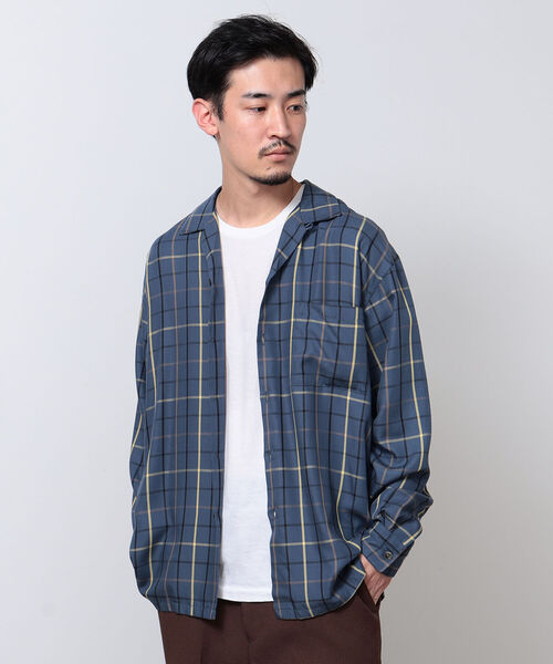 BEAMS(ビームス)の「BEAMS / レーヨンツイルチェック オープンカラーシャツ(シャツ/ブラウス・メンズ・ベージュ/ネイビー・M/L/XL/S)」の21枚目の写真