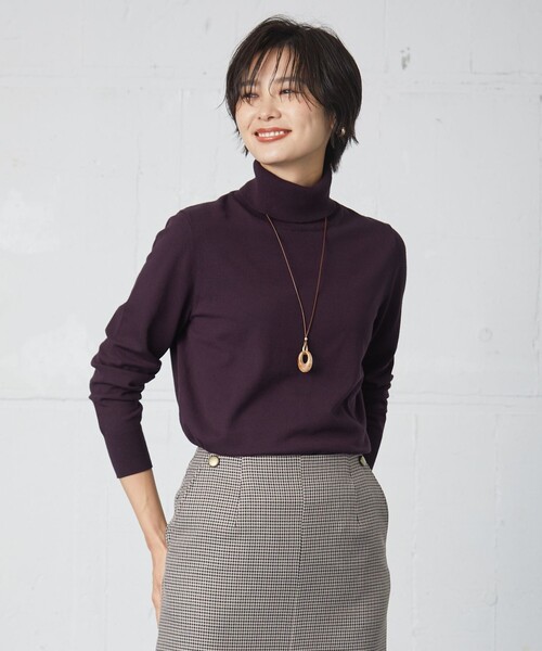 J.PRESS Ladies(J.プレス レディス)の「【洗える】PRINCE タートルネック ニット(ニット/セーター・レディース・パープル系/アイボリー系/ライトグレー系/ブラック系/ベージュ系/サックスブルー系・SMALL)」の6枚目の写真