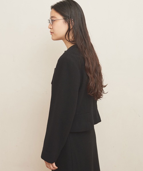 fig Ｌondon（フィグロンドン）の「Flat Aerialpile JK（ノーカラージャケット・レディース・ブラック/アイボリー・FREE）」の15枚目の写真