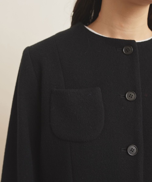 fig Ｌondon（フィグロンドン）の「Flat Aerialpile JK（ノーカラージャケット・レディース・ブラック/アイボリー・FREE）」の7枚目の写真