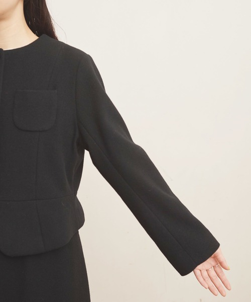 fig Ｌondon（フィグロンドン）の「Flat Aerialpile JK（ノーカラージャケット・レディース・ブラック/アイボリー・FREE）」の20枚目の写真