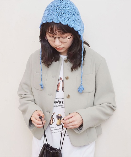 fig Ｌondon（フィグロンドン）の「Flat Aerialpile JK（ノーカラージャケット・レディース・ブラック/アイボリー・FREE）」の9枚目の写真