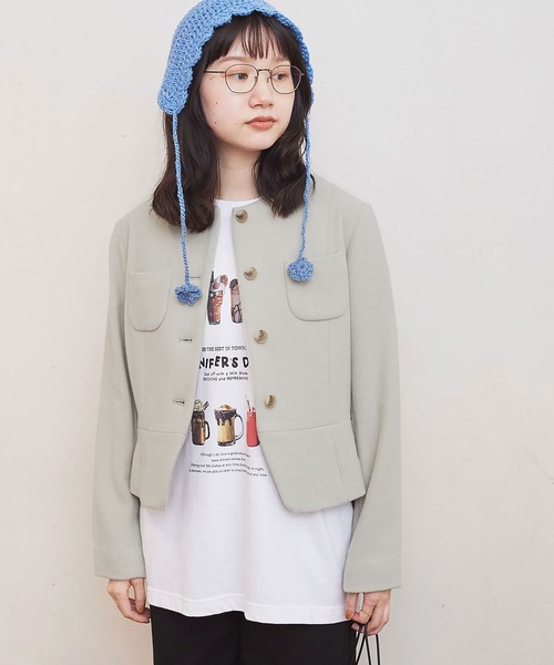 fig Ｌondon（フィグロンドン）の「Flat Aerialpile JK（ノーカラージャケット・レディース・ブラック/アイボリー・FREE）」の11枚目の写真