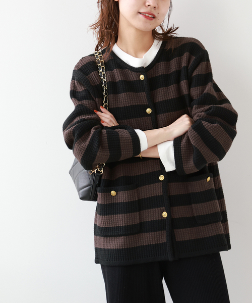 ジャーナルスタンダード ボーダーニット （DENSE WHITE WOOL