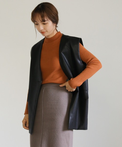 select MOCA(セレクトモカ)の「アルパカタッチスリットニットスカート(スカート・レディース・アイボリー/ブラック/モカ・FREE)」の5枚目の写真