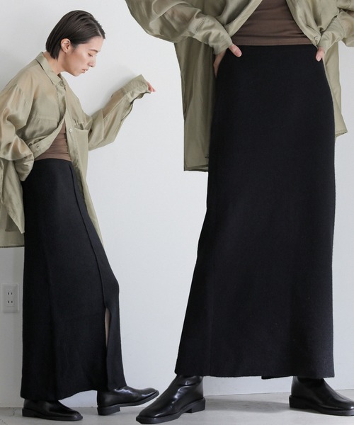 select MOCA(セレクトモカ)の「アルパカタッチスリットニットスカート(スカート・レディース・アイボリー/ブラック/モカ・FREE)」の13枚目の写真