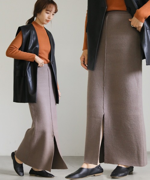 select MOCA(セレクトモカ)の「アルパカタッチスリットニットスカート(スカート・レディース・アイボリー/ブラック/モカ・FREE)」の11枚目の写真