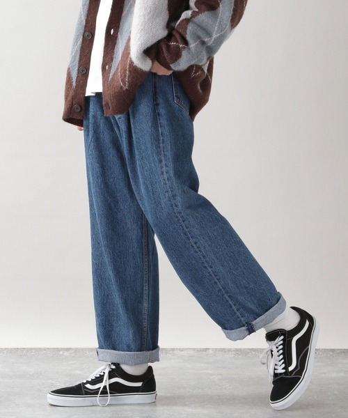 RAGEBLUE（レイジブルー）の「加工デニム/タックワイドパンツ（デニムパンツ・メンズ・ブルー/ダークグレー・MEDIUM/LARGE）」の9枚目の写真