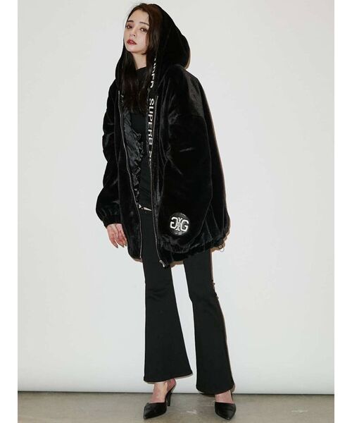 GYDA（ジェイダ）の「ハイウエスト Vカットレースアップデザイン フレアカラーパンツ（デニムパンツ・レディース・ブラック・SMALL/MEDIUM/X-SMALL）」の7枚目の写真