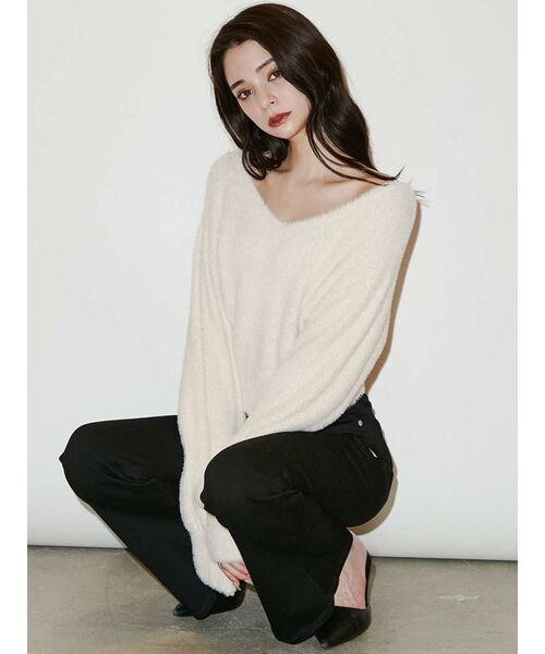 GYDA（ジェイダ）の「ハイウエスト Vカットレースアップデザイン フレアカラーパンツ（デニムパンツ・レディース・ブラック・SMALL/MEDIUM/X-SMALL）」の12枚目の写真