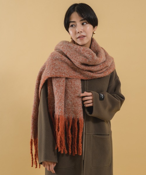 KATHARINE ROSS(キャサリンロス)の「【KATHARINE ROSS】もこもこバイカラーボリュームマフラー(マフラー・レディース・ブルー/オレンジ/グリーン・MEDIUM)」の8枚目の写真