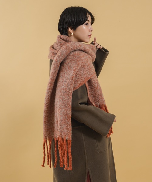 KATHARINE ROSS(キャサリンロス)の「【KATHARINE ROSS】もこもこバイカラーボリュームマフラー(マフラー・レディース・ブルー/オレンジ/グリーン・MEDIUM)」の10枚目の写真