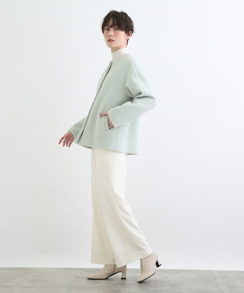 インディヴィ リバーノーカラーショートコート 今年はショート❗ウール