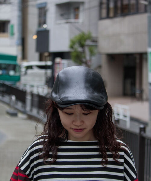 GLOSTER(グロスター)の「【GLOSTER/グロスター】ラムレザーハンチング ハンチング帽 Leather(ハンチング/ベレー帽・メンズ・ブラック・FREE)」の5枚目の写真