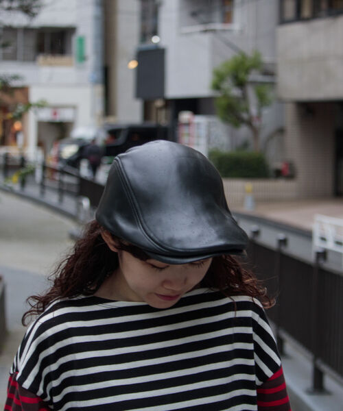 GLOSTER(グロスター)の「【GLOSTER/グロスター】ラムレザーハンチング ハンチング帽 Leather(ハンチング/ベレー帽・メンズ・ブラック・FREE)」の6枚目の写真