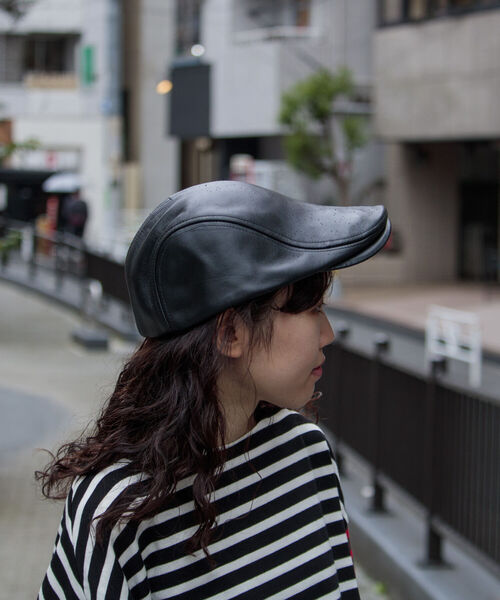 GLOSTER(グロスター)の「【GLOSTER/グロスター】ラムレザーハンチング ハンチング帽 Leather(ハンチング/ベレー帽・メンズ・ブラック・FREE)」の7枚目の写真