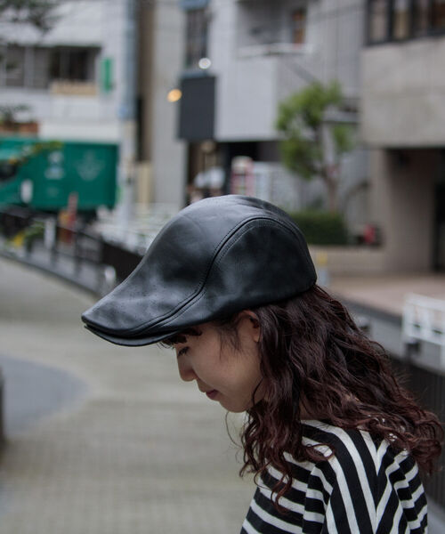 GLOSTER(グロスター)の「【GLOSTER/グロスター】ラムレザーハンチング ハンチング帽 Leather(ハンチング/ベレー帽・メンズ・ブラック・FREE)」の8枚目の写真