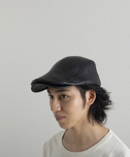 GLOSTER(グロスター)の「【GLOSTER/グロスター】ラムレザーハンチング ハンチング帽 Leather(ハンチング/ベレー帽・メンズ・ブラック・FREE)」の12枚目の写真