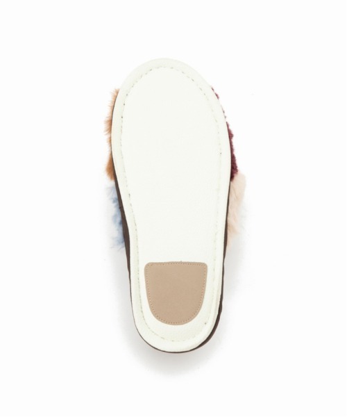 Casselini（キャセリーニ）の「Casselini HOME(キャセリーニ ホーム)フェイクファースリッパ（ルームシューズ/スリッパ・レディース・アイボリー/ボルドー・FREE）」の4枚目の写真
