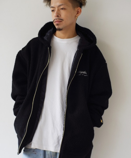 (What it isNt)ART BY MARKGONZALES(ワットイットイズント)の「< 当店限定・別注アイテム > 【(What it isNt)ART BY MARKGONZALES / (ワットイットイズント) アートバイ マークゴンザレス 】 ボアフリース フードパーカー(その他アウター・メンズ・ベージュ/ブラック/オフホワイト・M/L/XL)」の3枚目の写真