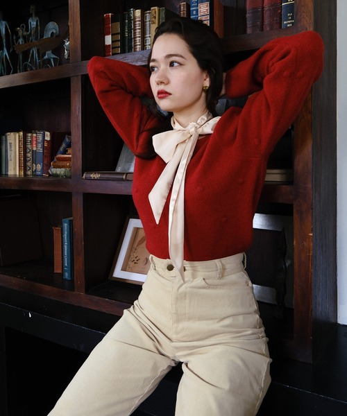 TINA：JOJUN（ティーナジョジュン）の「ワイドストレート コーデュロイパンツ TINA：JOJUN（その他パンツ・レディース・アイボリー/ボルドー・S/M）」の6枚目の写真