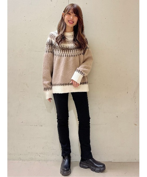 HONEYSUCKLE ROSE(ハニーサックルローズ)の「【HONEYSUCKLE ROSE】求心柄ニット(ニット/セーター・レディース・ベージュ/オフホワイト・M/L)」の18枚目の写真