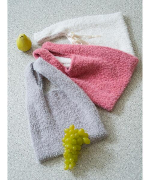 Lugnoncure(ルノンキュール)の「シャギーニットマルシェバッグ(ハンドバッグ・レディース・オフホワイト/グレー/ピンク・フリ-)」の4枚目の写真