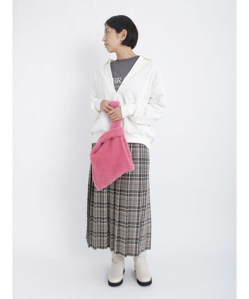 Lugnoncure(ルノンキュール)の「シャギーニットマルシェバッグ(ハンドバッグ・レディース・オフホワイト/グレー/ピンク・フリ-)」の6枚目の写真