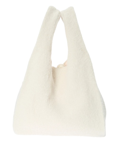 Lugnoncure(ルノンキュール)の「シャギーニットマルシェバッグ(ハンドバッグ・レディース・オフホワイト/グレー/ピンク・フリ-)」の2枚目の写真