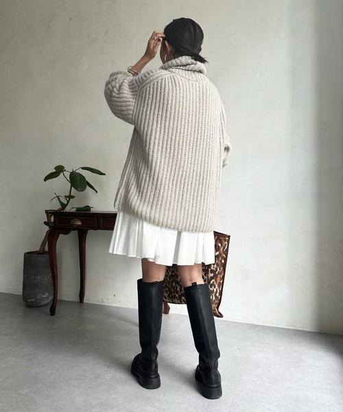 DouDou（ドゥドゥ）の「アルパカMIX BIGタートル（ニット/セーター・レディース・ブラック/グレイッシュベージュ/ピンク・FREE）」の8枚目の写真