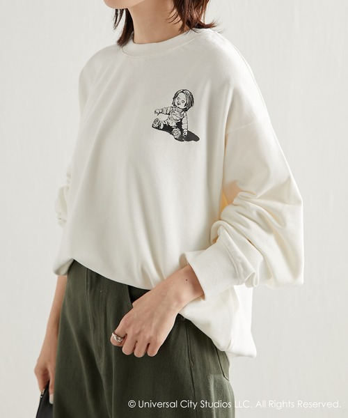 COLLAGE GALLARDAGALANTE(コラージュガリャルダガランテ)の「UNIVERSAL/CHUCKY ロゴスウェット(スウェット・レディース・ホワイト・FREE)」の4枚目の写真