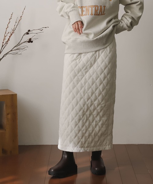 SENSE OF PLACE by URBAN RESEARCH(センスオブプレイスバイアーバンリサーチ)の「キルティングナロースカート(スカート・レディース・ブラウン/アイボリー/ブラック・ONE)」の1枚目の写真