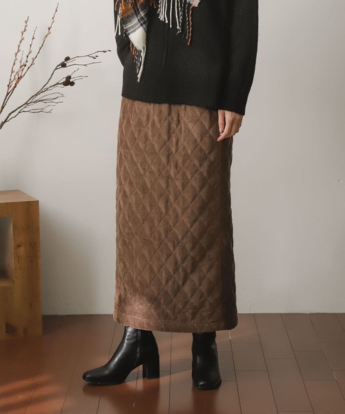 SENSE OF PLACE by URBAN RESEARCH(センスオブプレイスバイアーバンリサーチ)の「キルティングナロースカート(スカート・レディース・ブラウン/アイボリー/ブラック・ONE)」の4枚目の写真