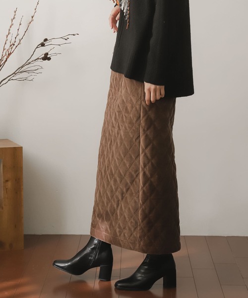 SENSE OF PLACE by URBAN RESEARCH(センスオブプレイスバイアーバンリサーチ)の「キルティングナロースカート(スカート・レディース・ブラウン/アイボリー/ブラック・ONE)」の5枚目の写真