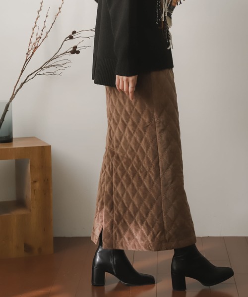 SENSE OF PLACE by URBAN RESEARCH(センスオブプレイスバイアーバンリサーチ)の「キルティングナロースカート(スカート・レディース・ブラウン/アイボリー/ブラック・ONE)」の7枚目の写真