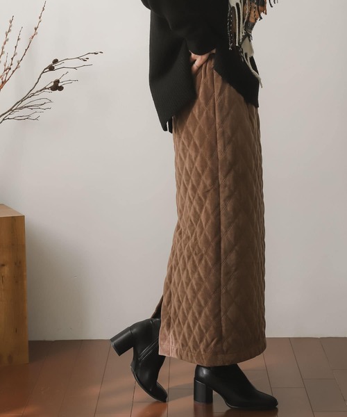 SENSE OF PLACE by URBAN RESEARCH(センスオブプレイスバイアーバンリサーチ)の「キルティングナロースカート(スカート・レディース・ブラウン/アイボリー/ブラック・ONE)」の8枚目の写真