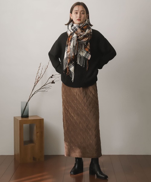 SENSE OF PLACE by URBAN RESEARCH(センスオブプレイスバイアーバンリサーチ)の「キルティングナロースカート(スカート・レディース・ブラウン/アイボリー/ブラック・ONE)」の9枚目の写真